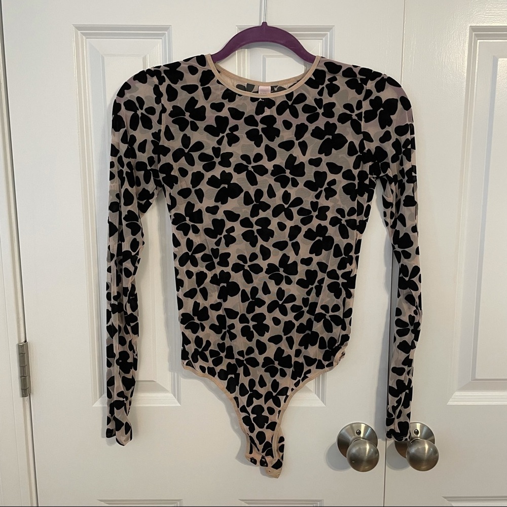 VS Mesh/Velvet long sleeve bodysuit
